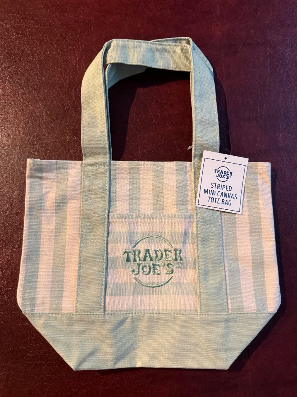 Trade Joe's mini canvas tote Stripe bag (green) Trader Joe's logo❣️